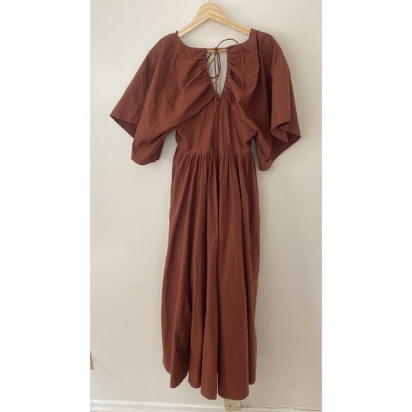 NWT Joslin {size XXS} Sakura Cotton Button Midi Dress Earth - Picture 9 of 11